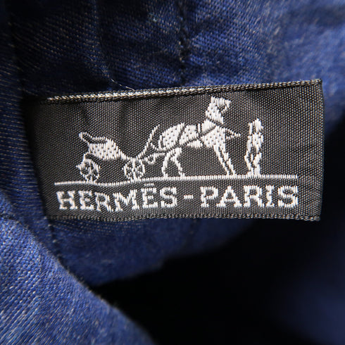 HERMES PHW Shoulder Bag Canvas Navy