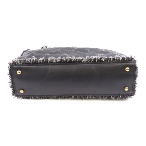 CHANEL Quilted CC SHW Chain Shoulder Bag Calfskin Leather Black v2