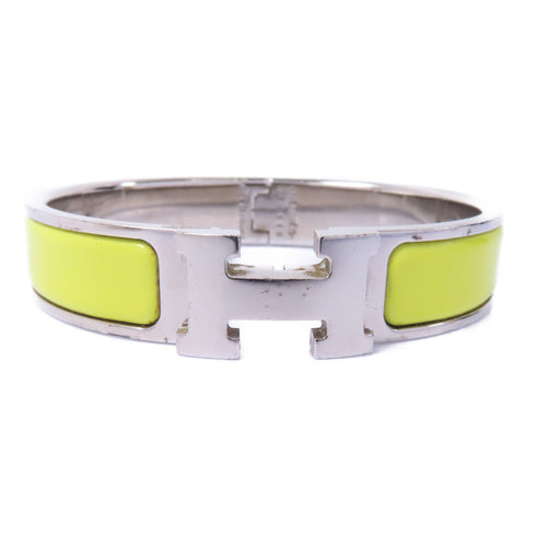 HERMES Clic H Bangle Bracelet Accessories Enamel Metal Yellow Silver