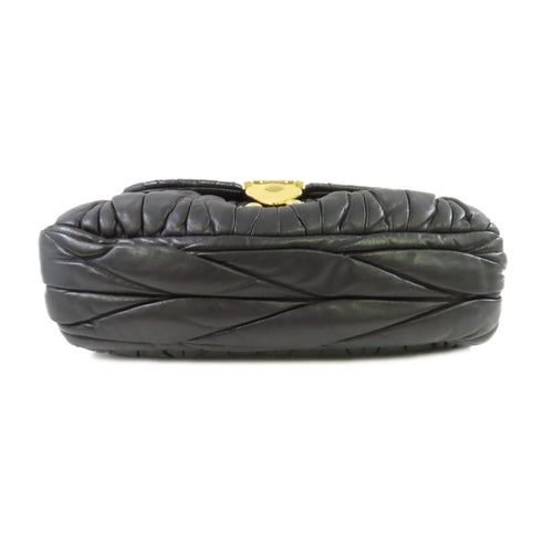 Miu Miu GHW Shoulder Bag Calfskin Leather Black