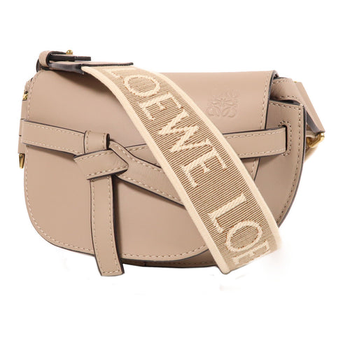 LOEWE GHW Mini Gate Shoulder Bag Calfskin Leather Grey