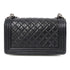 CHANEL Quilted CC SHW Boy 25 Chain Shoulder Bag Leather Black