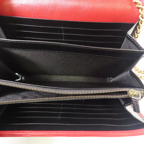 GUCCI GG GHW Chain Shoulder Bag Calfskin Leather Black