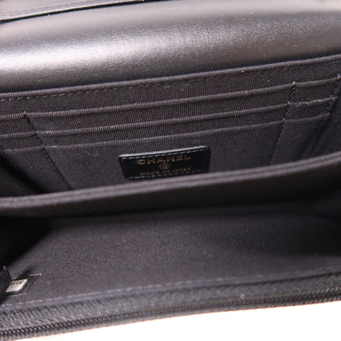 CHANEL CC GHW Wallet On Chain Shoulder Bag Calfskin Leather Black