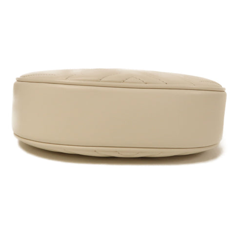 GUCCI GG GHW Maront 2 Way Chain Shoulder Bag Calfskin Leather White