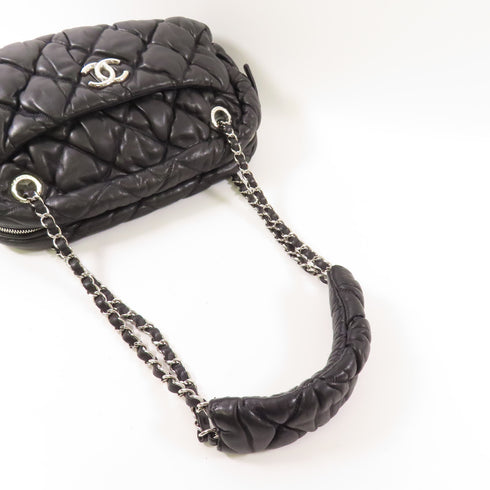 CHANEL CC SHW Bubble Chain Shoulder Bag Lambskin Leather Black
