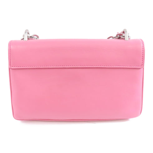 PRADA SHW Chain Shoulder Bag Calfskin Leather Pink
