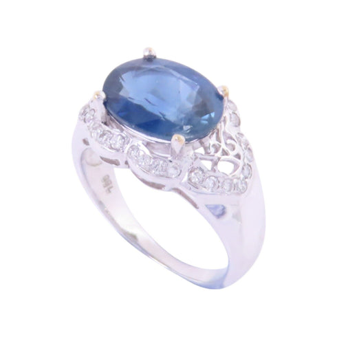 JEWELRY Sapphire Diamond Ring US#4.25 18K White Gold