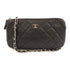 CHANEL Quilted CC SHW Chain Shoulder Bag Crossbody Calfskin Leather Black