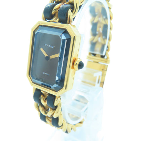 CHANEL CC Premier L Quartz Watch H0001 Gold Plated Black v1