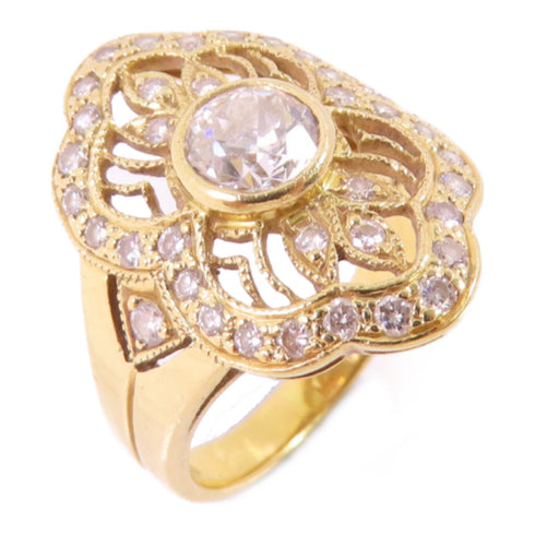 Fine Jewelry Diamond Ring US#6 18K Yellow Gold