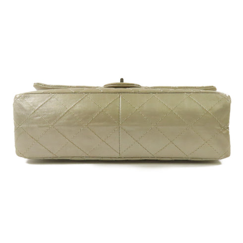 CHANEL CC SHW 2.55 Medium Chain Shoulder Bag Calfskin Leather Silver