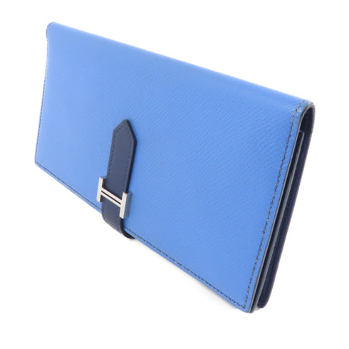 HERMES PHW Bearn Wallet Epsom Leather Azur Bleu Saphir Blue