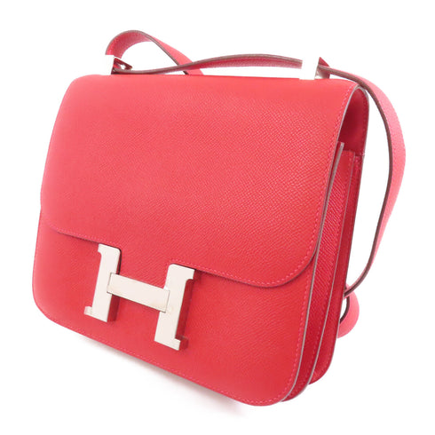 HERMES PHW Constance 24 Shoulder Bag Veau Epsom Leather Rouge Casaque Red