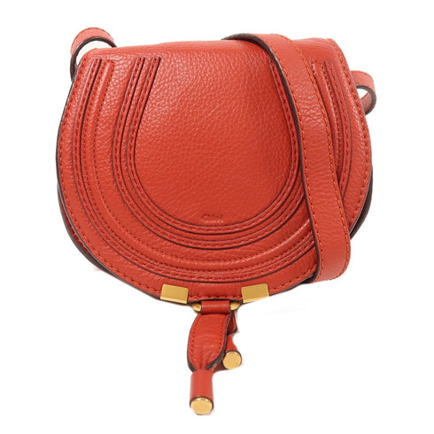 Chloe GHW Shoulder Bag Calfskin Leather Red