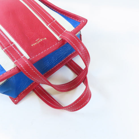 BALENCIAGA SHW Bazar 2 Way Shoulder Handbag 513989 Calfskin Leather Red White