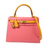 HERMES GHW Kelly 28 2 Way Shoulder Bag Handbag Epsom Leather Pink/Yellow