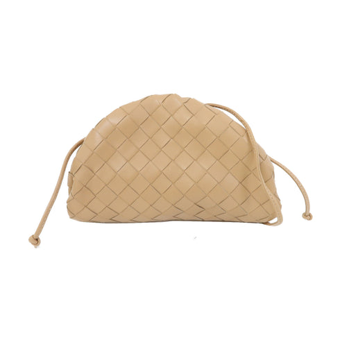 BOTTEGA VENETA BV Shoulder Bag Intrecciato Leather Beige