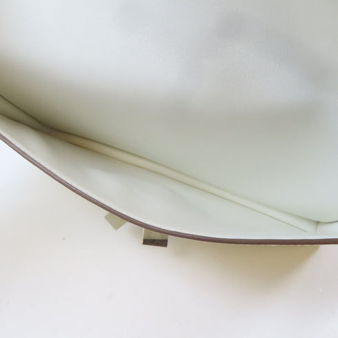 HERMES PHW Fortunio Clutch Bag Evercolor Leather Craie White