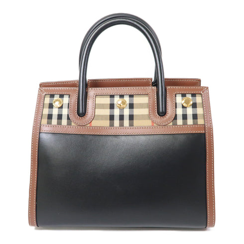 BURBERRY GHW Mini Two Title 2 Way Shoulder Bag Calfskin Leather Black