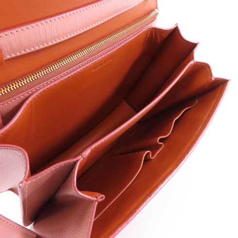 CELINE GHW Celine Box Shoulder Bag Calfskin Leather Pink