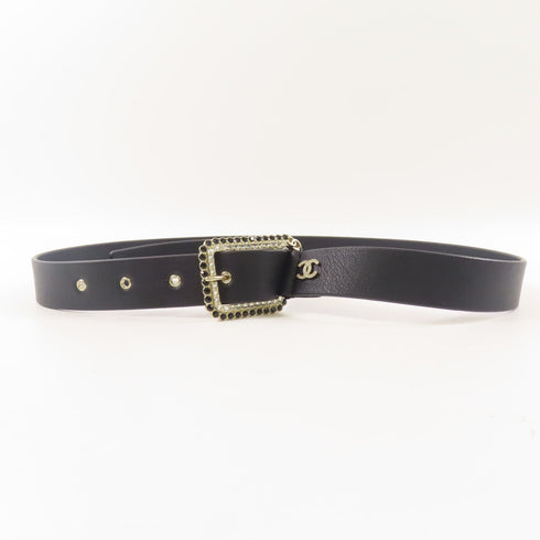 CHANEL CC SHW 85cm Belt Calfskin Leather Black