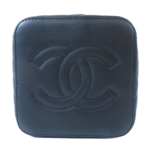CHANEL Quilted CC GHW Vanity Case 2 Way Shoulder Bag Calfskin Leather Black