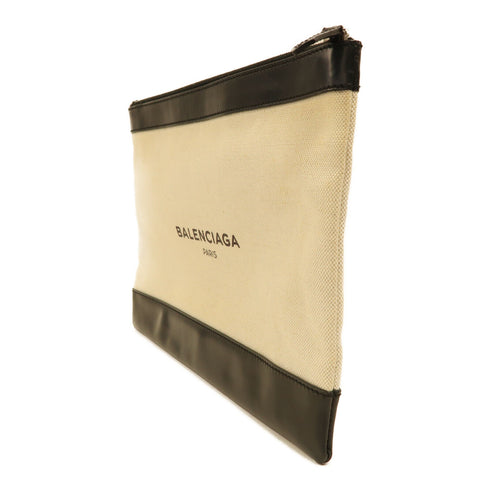 BALENCIAGA SHW Clutch Canvas Black/Beige