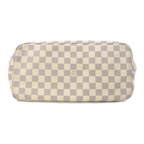 LOUIS VUITTON LV GHW Neverfull MM Tote Bag Handbag N41361 Damier Azur White