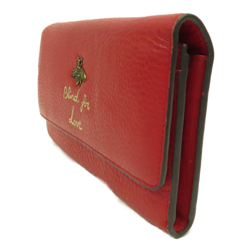 GUCCI GG GHW Long Wallet Calfskin Leather 4540707-6433 Red