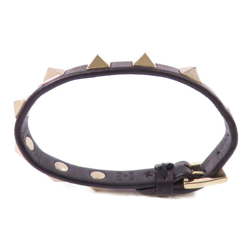 Valentino GHW Rockstud Leather Bracelet Metal Calfskin Leather