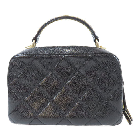 CHANEL Quilted CC GHW Carry Around Bowling 2 Way Bag A91906 Caviar Leather Black