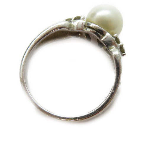 JEWELRY Pearl Ring 18K White Gold US#6.5
