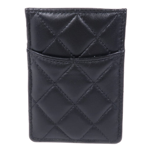 CHANEL CC GHW Card Case Lambskin Leather Black