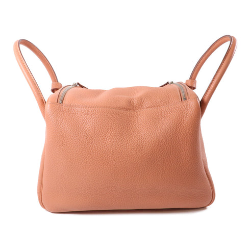 HERMES PHW Lindy 30 Shoulder Bag Clemence Leather Crevette