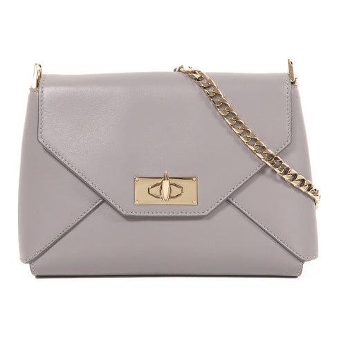 GIVENCHY GHW Chain Shoulder Bag Lambskin Leather Grey