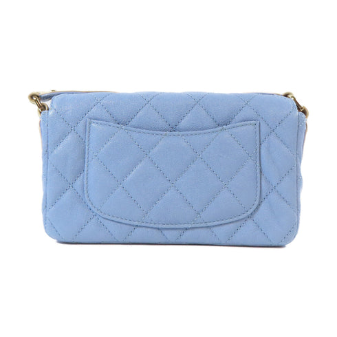 CHANEL Quilted CC GHW Chain Shoulder Bag AS2273 Caviar Leather Blue Beige