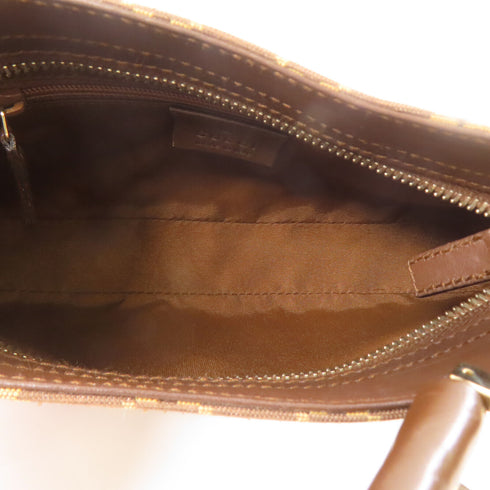 GUCCI GG GHW Shoulder Bag Canvas/Leather Brown