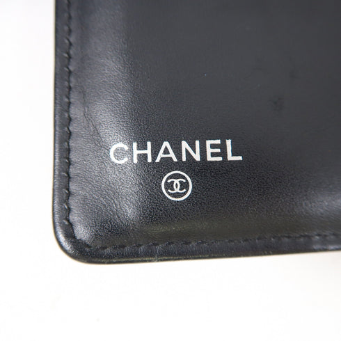 CHANEL Quilted CC SHW Long Wallet Calfskin Leather Black