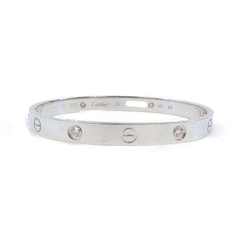 CARTIER 4 Diamonds Love Bangle 18K White Gold Cartier #17 #16.25cm