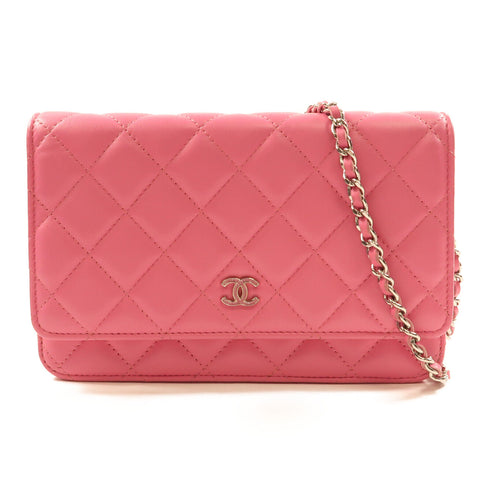 CHANEL CC SHW Wallet On Chain Shoulder Bag Lambskin Leather Pink