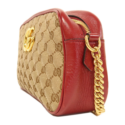GUCCI GG GHW GG Marmant Shoulder Bag 447632 Canvas Red