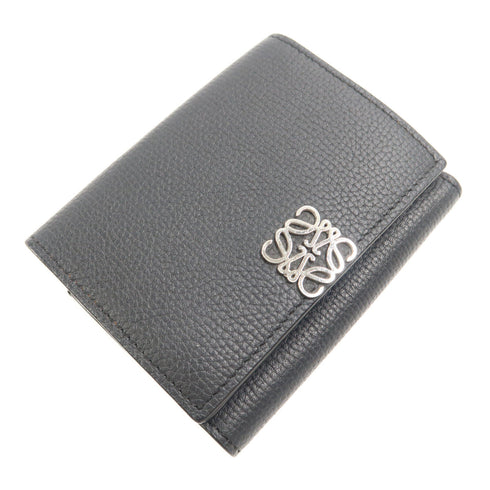 LOEWE SHW Anagram Trifold Wallet C821TR2X16 Calfskin Leather Black