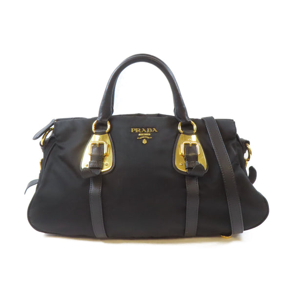 PRADA GHW 2 Way Shoulder Handbag Crossbody Bag BN1903 Nylon Black