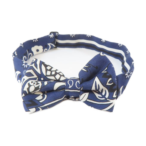 HERMES Mini Ribbon Bow Tie Silk Blue v1