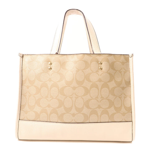 COACH GHW 2 Way Shoulder Bag Handbag Coated Canvas Leather