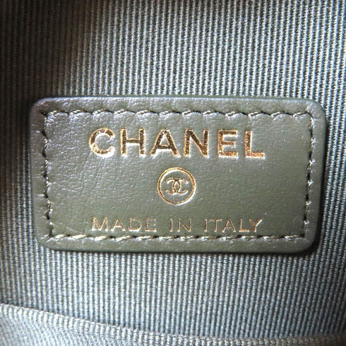 CHANEL Quilted CC Round Clutch 19 2way Chain Shoulder Bag AP0945 Lambskin Green