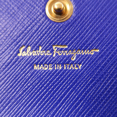 Salvatore Ferragamo GHW Long Wallet Leather Blue 22 A953