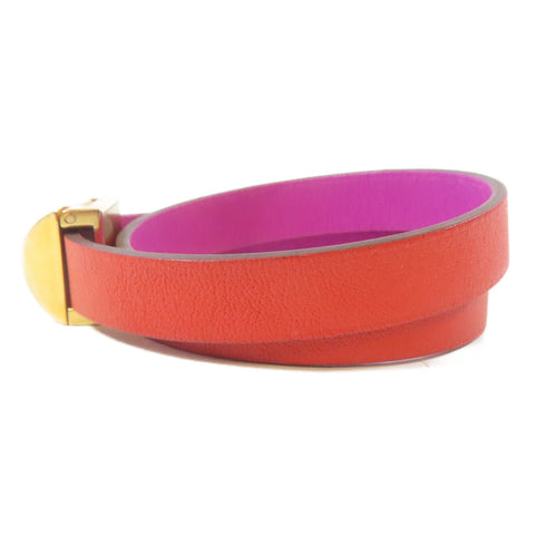 HERMES Medor Infini Double Tour Bracelet Bangle Swift Leather Rouge Tomate Tosca