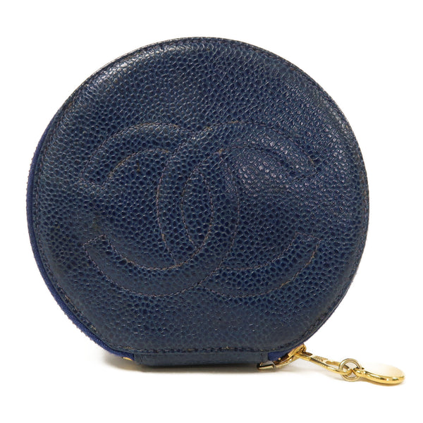 CHANEL CC GHW Pouch Clutch Bag Calfskin Leather Blue
